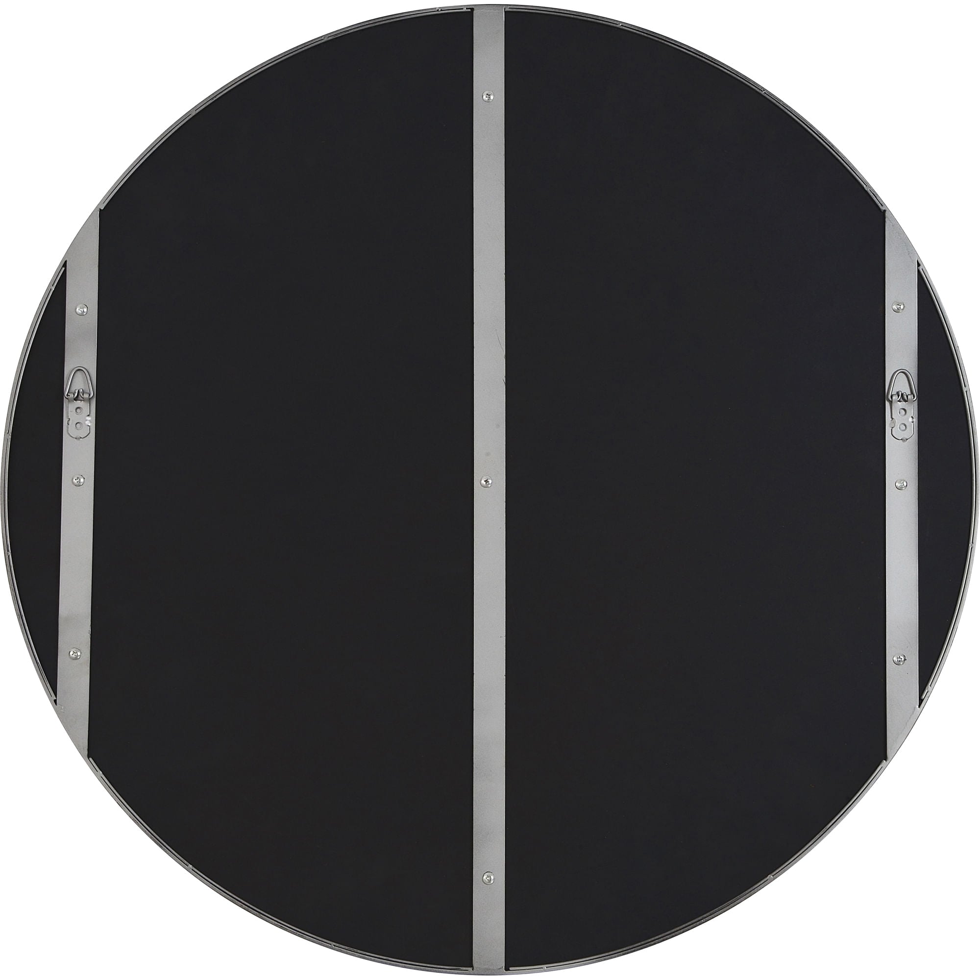 Lester mirror by Renwil, back view featuring a black surface with metal support strips.