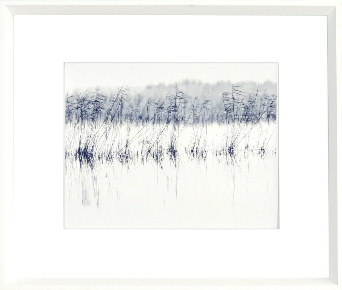 Indigo Landscape Series VI wall art featuring blue and white abstract landscape with reeds.
