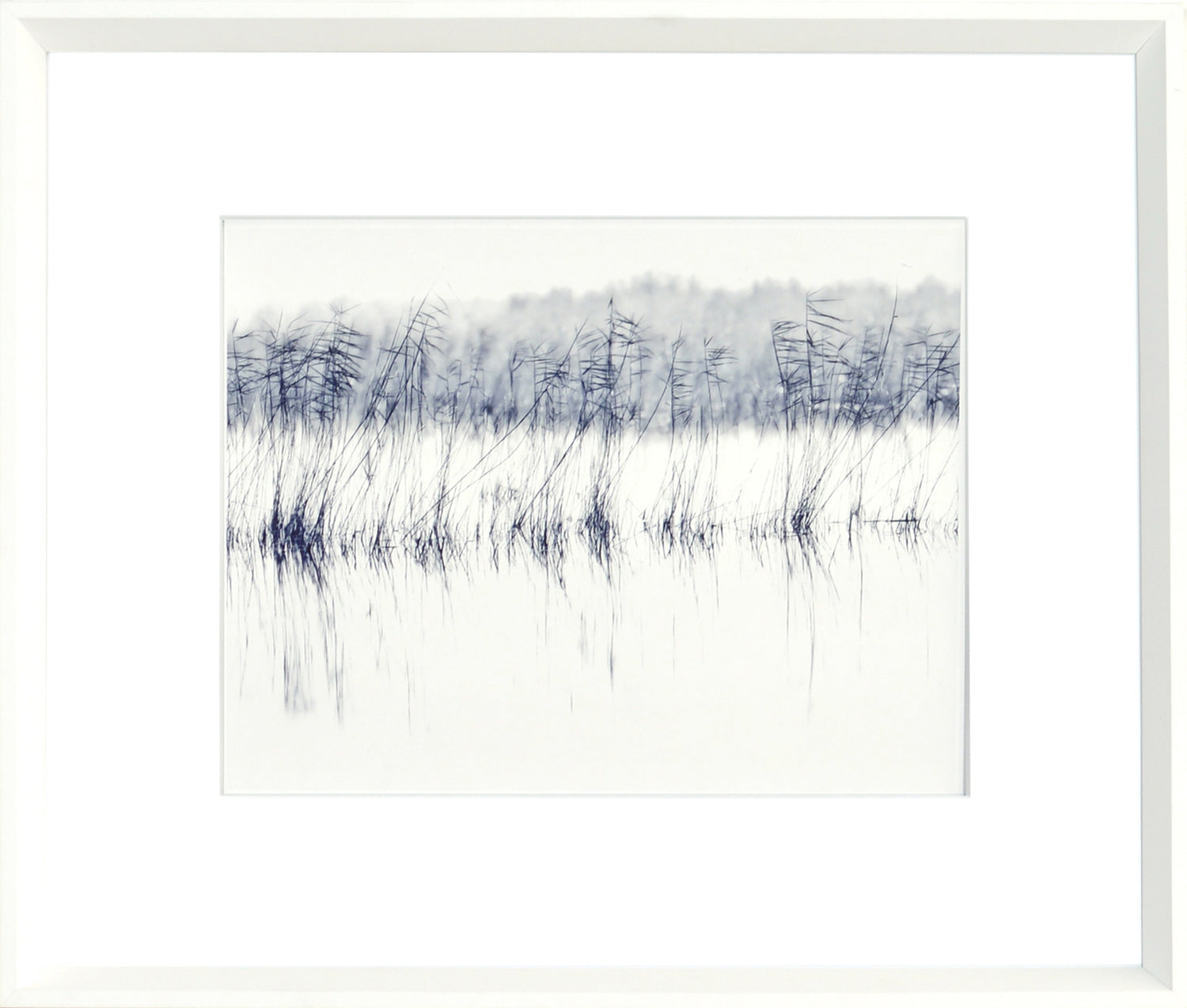 Indigo Landscape Series VI wall art featuring blue and white abstract landscape with reeds.
