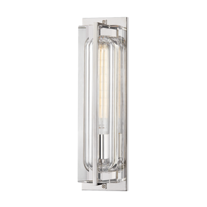 Hawkins Wall Sconce in polished nickel shown from the front to reveal the arm curve and shade silhouette.