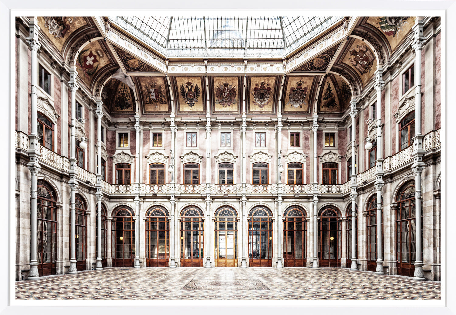Palacio Da Bolsa wall art featuring ornate architecture and large windows in Porto, Portugal.