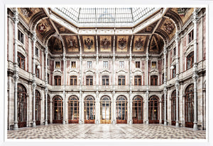 Palacio Da Bolsa wall art featuring ornate architecture and large windows in Porto, Portugal.