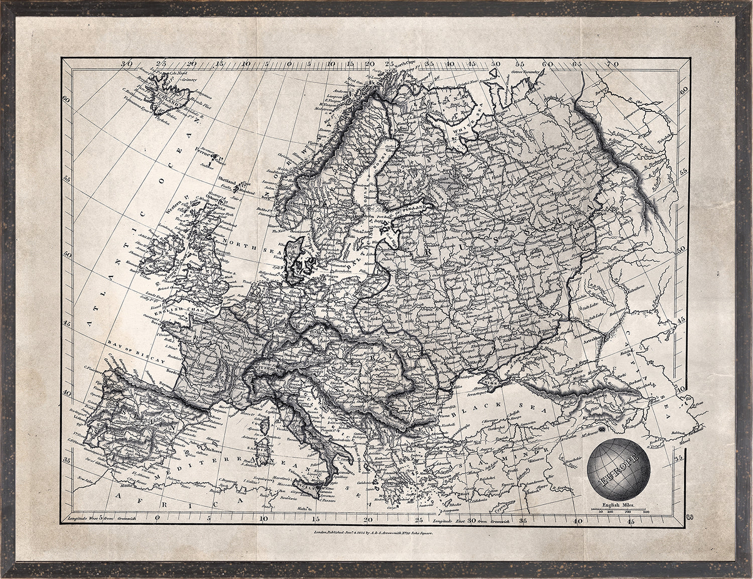 front view of MAP ARROWSMITH, EUROPE 1825 luxury Artwork