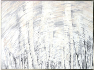 Static Motion wall art featuring abstract grey and white brush strokes with a textured finish.