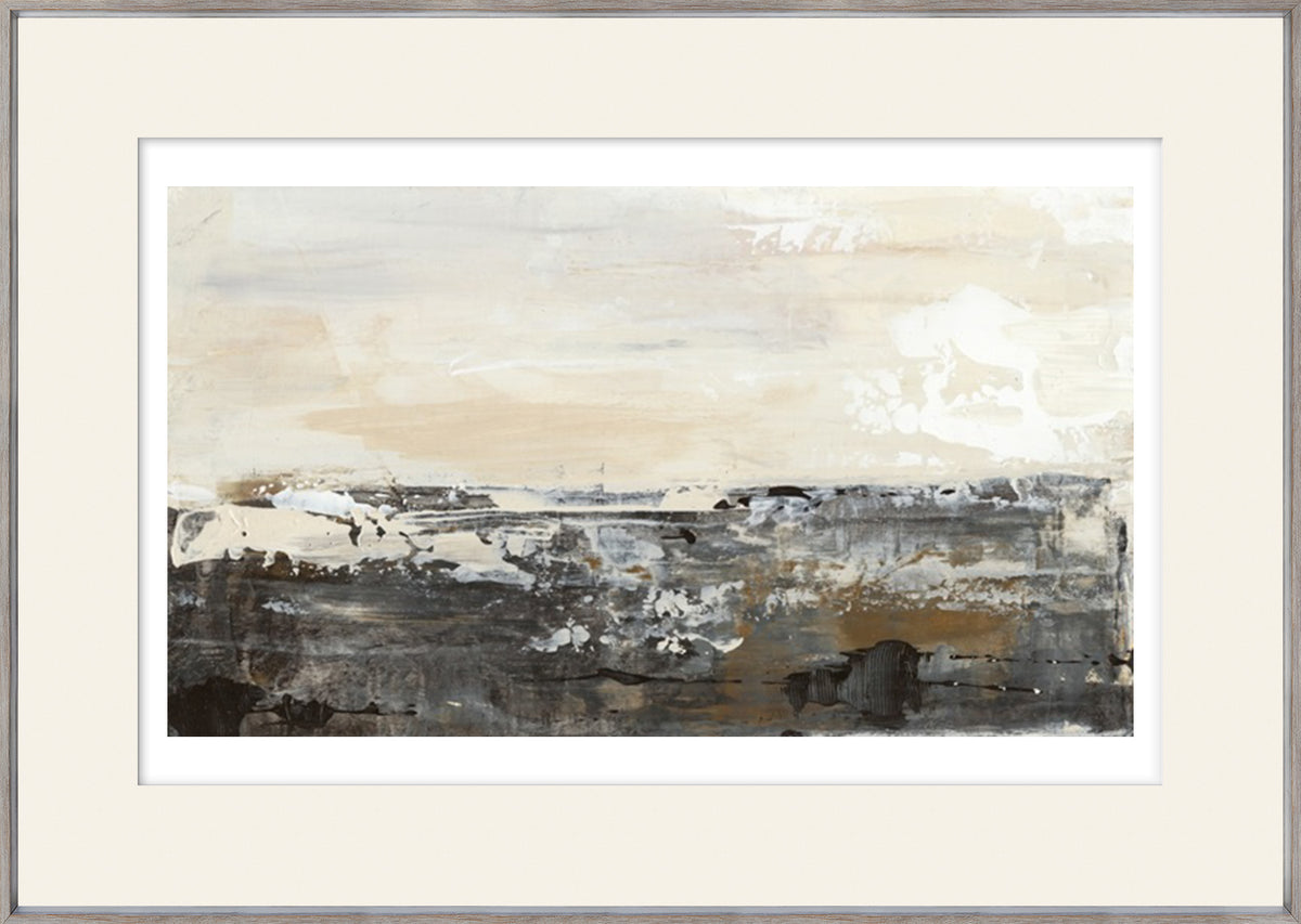 Believe In Love II wall art featuring abstract landscape in soft beige, gray, and black tones