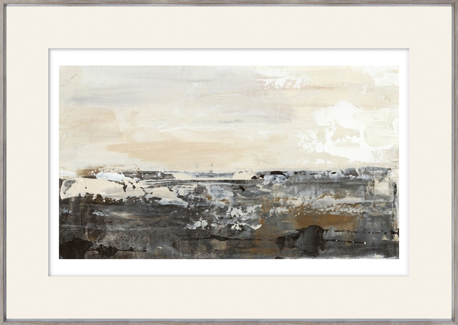 Believe In Love II wall art featuring abstract landscape in soft beige, gray, and black tones