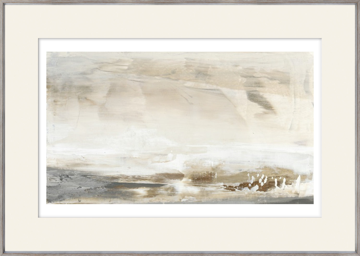 Believe In Love III wall art featuring abstract beige and gray tones with textured brush strokes.