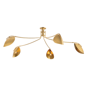 Avondale Semi Flush 72" in aged brass shown from a second angle to highlight the shade profile and mounting canopy.