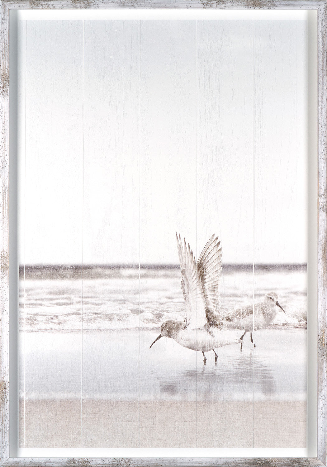 At Surfs Edge II wall art featuring two shorebirds by the ocean in soft tones