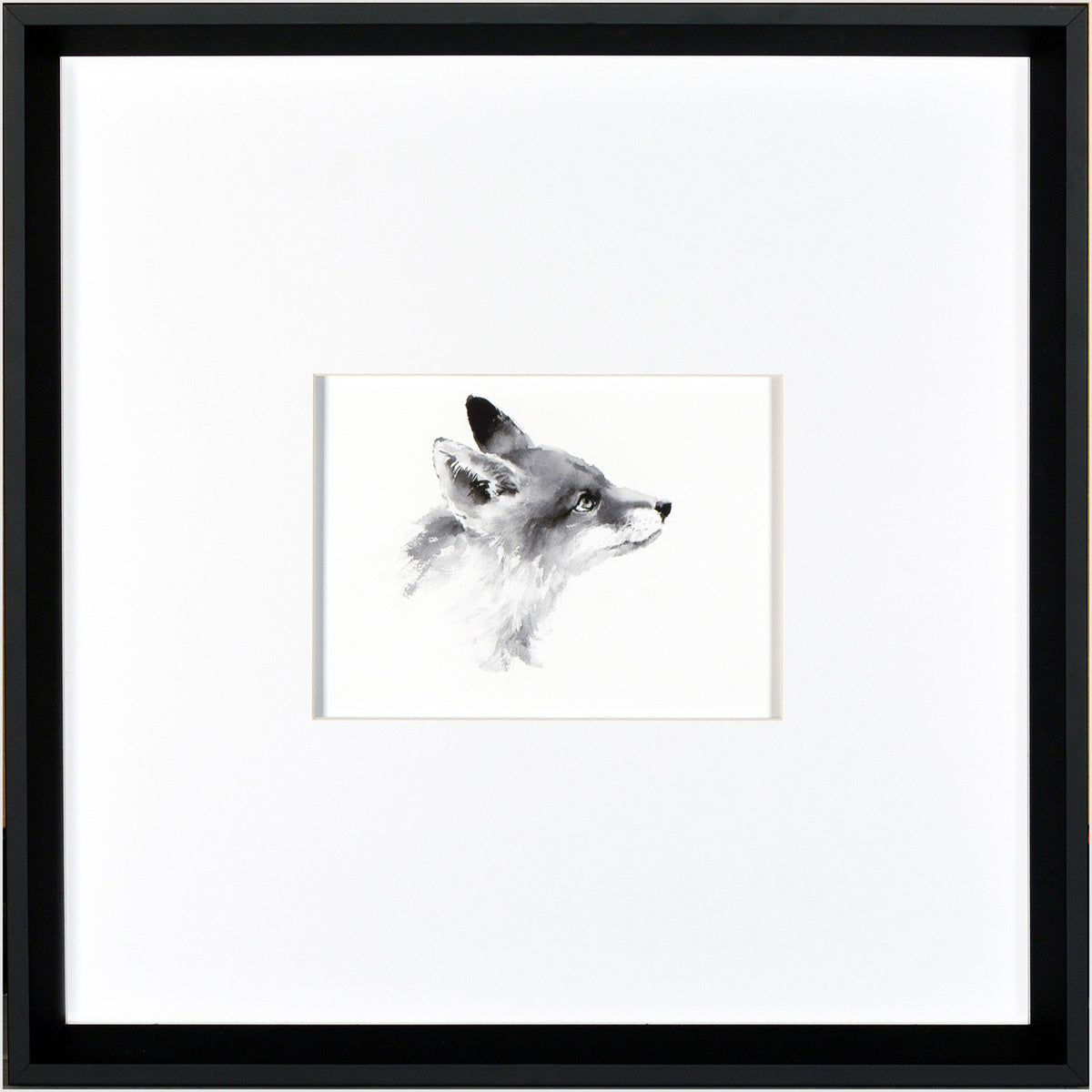 Fox Profile wall art by Celadon featuring a gray fox illustration in a black frame
