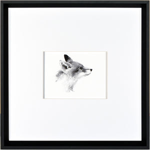 Fox Profile wall art by Celadon featuring a gray fox illustration in a black frame