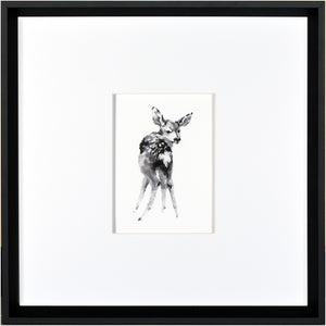Second Look wall art featuring a watercolor deer illustration in a black frame