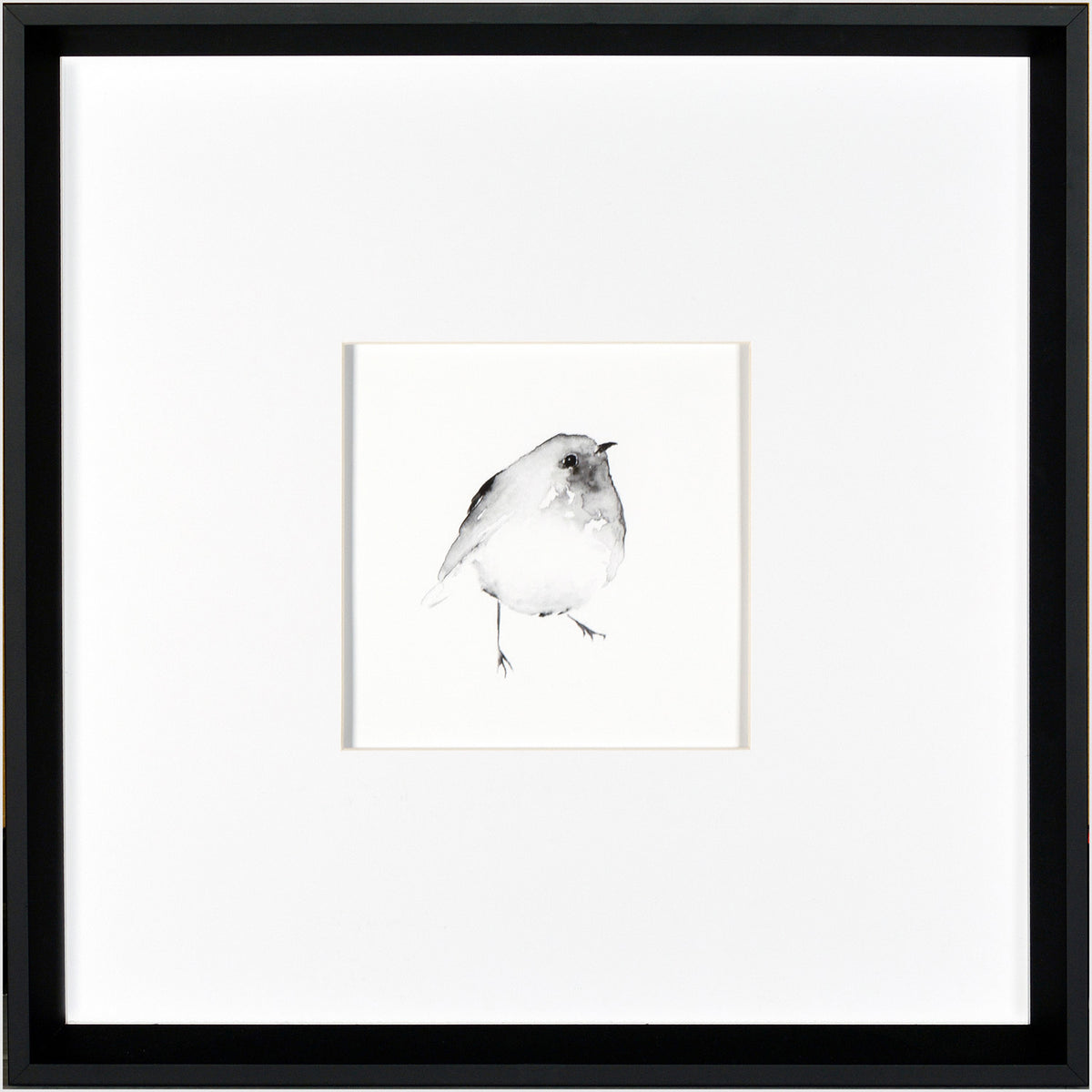 Chubby Chubby wall art featuring a watercolor bird illustration in a black frame.