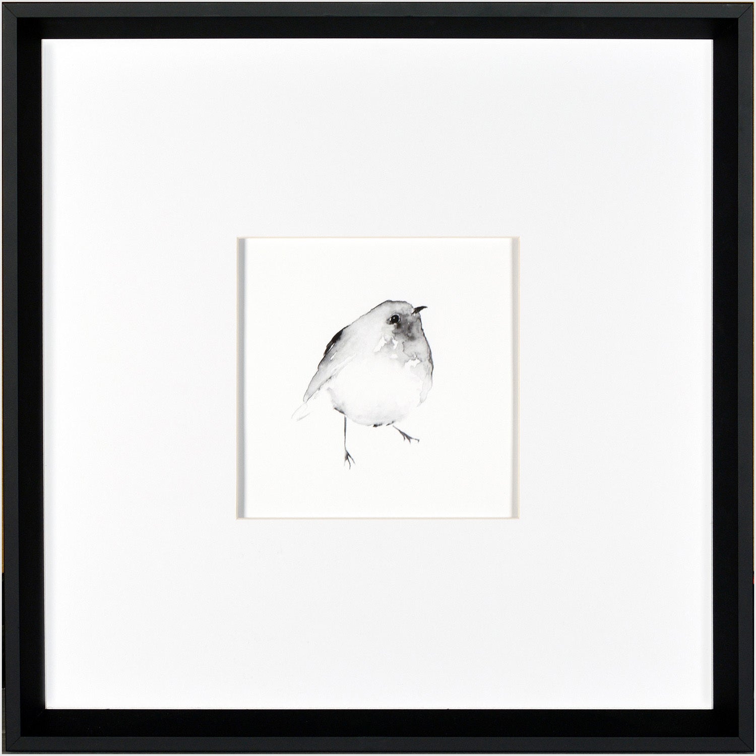 Chubby Chubby wall art featuring a watercolor bird illustration in a black frame.