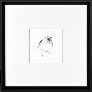 Chubby Chubby wall art featuring a watercolor bird illustration in a black frame.