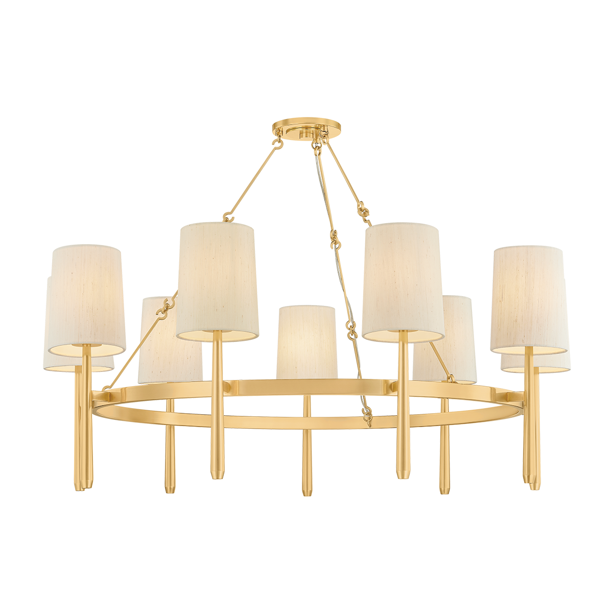 Bridgeton Chandelier 46" in aged brass — a Hudson Valley chandelier for dining rooms, entries, and living rooms at Laurie Yapp Home.