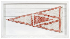 Yachting Burgee – R Triangle wall art featuring a red and cream triangular flag design in a white frame.