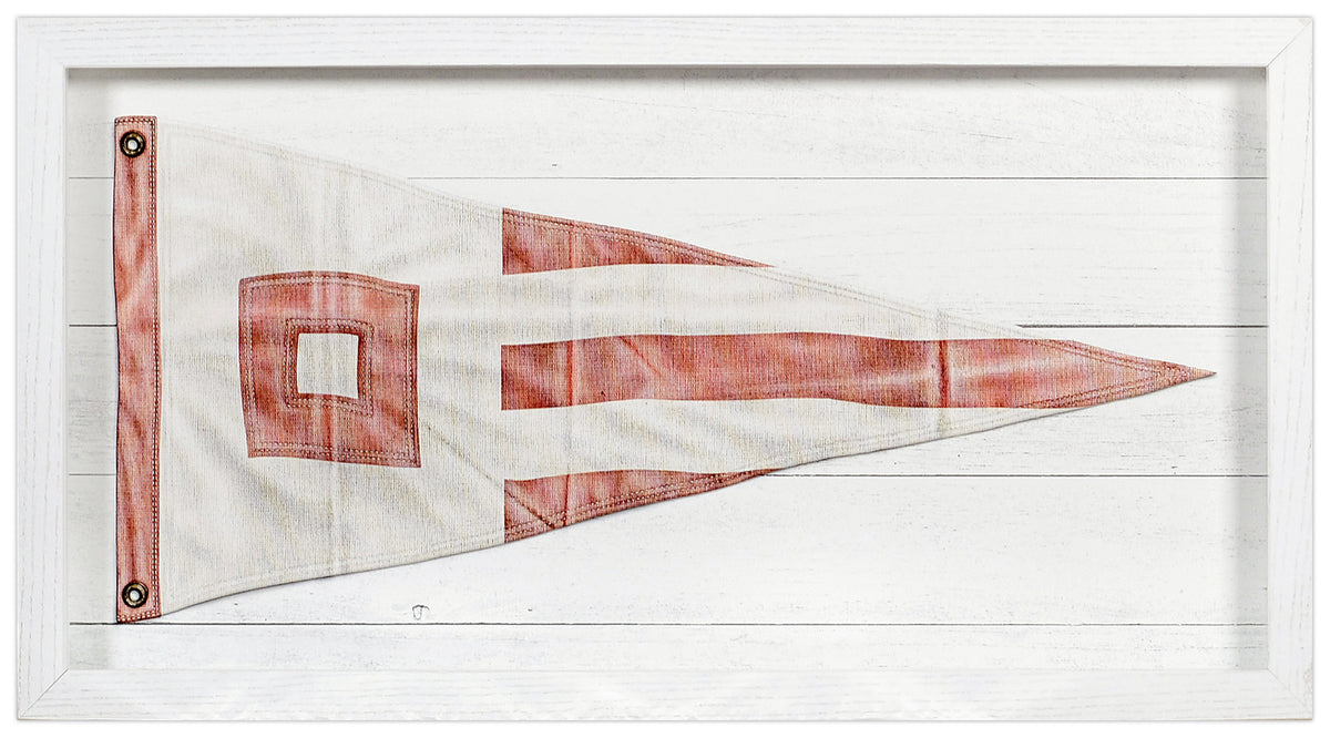Yachting Burgee – R Square wall art featuring a white and pink flag design