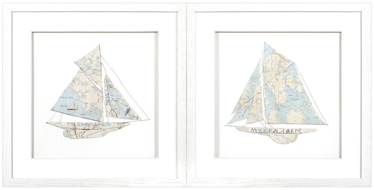 front view of SAILING – MUSKOKA LAKES S/2 luxury Artwork