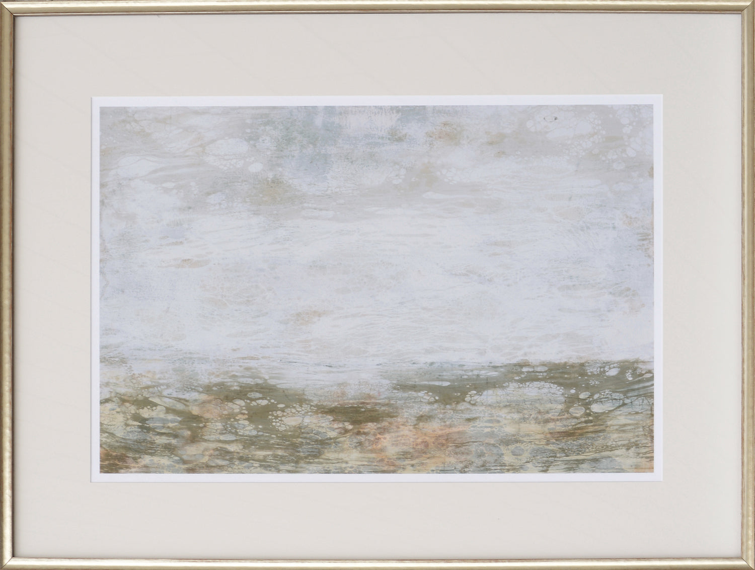 Neutral Horizon I wall art featuring soft gray and beige tones with abstract textures.