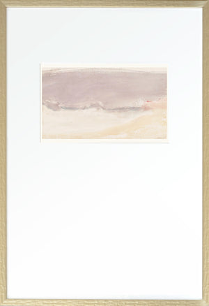Turner Scapes – Blush III wall art featuring soft purple and beige watercolor design in a gold frame.