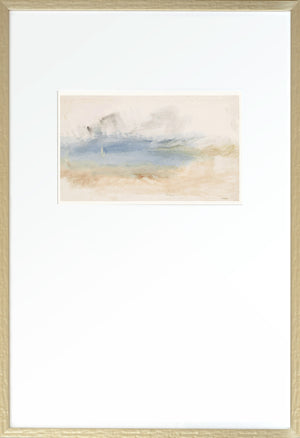 Turner Scapes – Cobalt IV wall art featuring soft blue and beige watercolor tones in a gold frame.