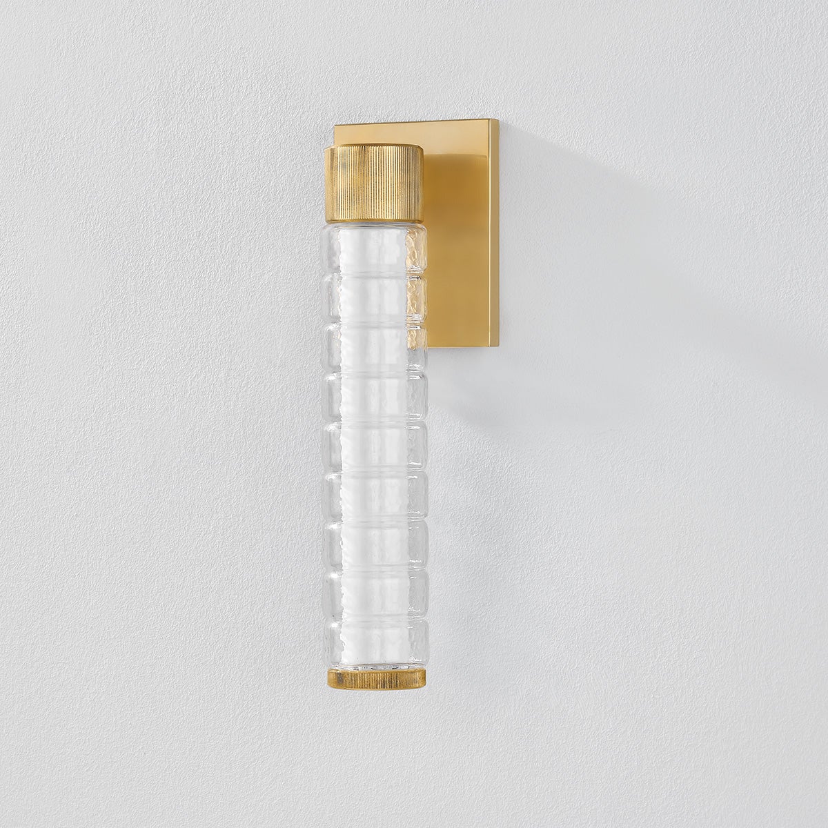 Castor Bath Sconce 4.25" x 13.5" in aged brass — a Hudson Valley bath and vanity for bathrooms and powder rooms at Laurie Yapp Home.
