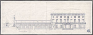 Palace Of The Prince-Bishop I wall art featuring a detailed architectural drawing in blue ink.