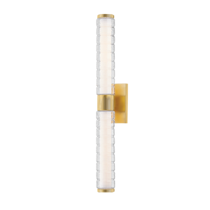 Castor Bath Sconce 4.25" x 24.25" in aged brass — a Hudson Valley bath and vanity for bathrooms and powder rooms at Laurie Yapp Home.
