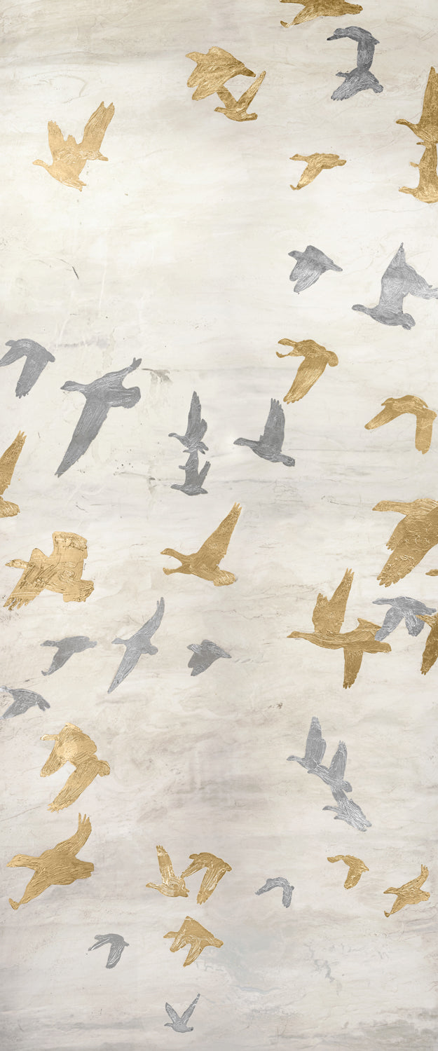 Migrating Flight Panel II — nature and landscape gallery canvas art in neutral tones at Laurie Yapp Home