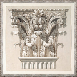 Collection 01 – Corinthian Capital wall art featuring intricate leaf designs in neutral tones