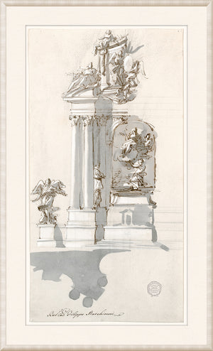 Collection 01 – Design For An Altar – 1780-90, detailed wall art with classical architecture and figures.