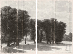 Grisaille Landscape Diptych framed art print, 108.5 × 81 in