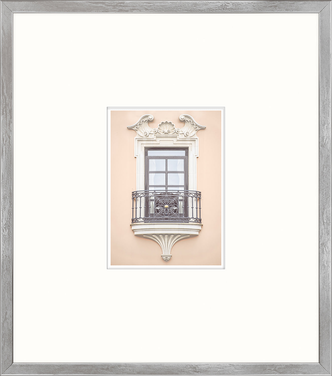 Pastel Revival Series V wall art featuring a decorative window with a balcony on a pastel wall