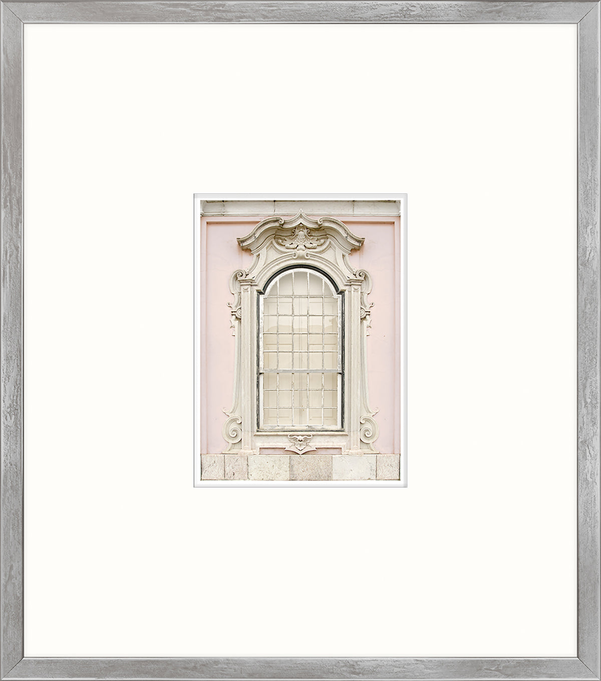 Pastel Revival Series IX wall art featuring a decorative window on a pink wall