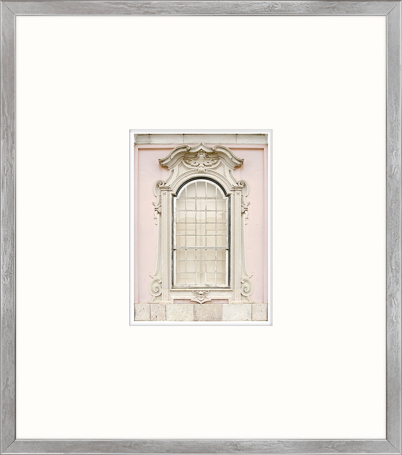 Pastel Revival Series IX wall art featuring a decorative window on a pink wall