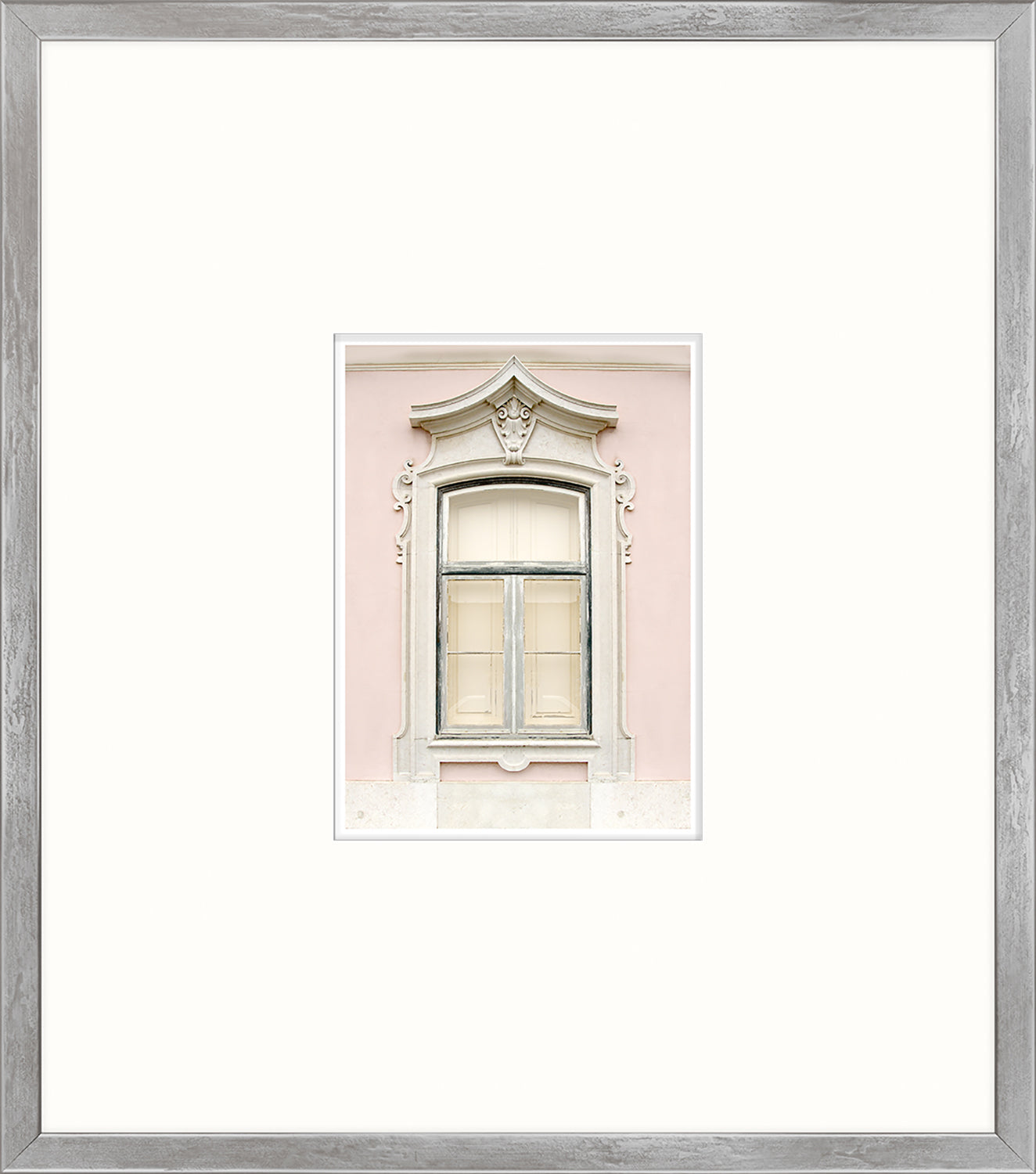 Pastel Revival Series XI wall art featuring a decorative window on a pink wall