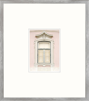 Pastel Revival Series XI wall art featuring a decorative window on a pink wall