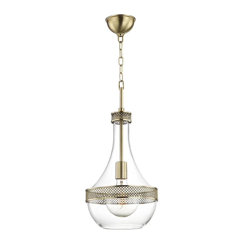 Hagen Pendant 10.5" in aged brass — a Hudson Valley pendant for kitchens, entries, and dining rooms at Laurie Yapp Home.