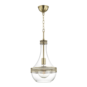 Hagen Pendant 10.5" in aged brass — a Hudson Valley pendant for kitchens, entries, and dining rooms at Laurie Yapp Home.