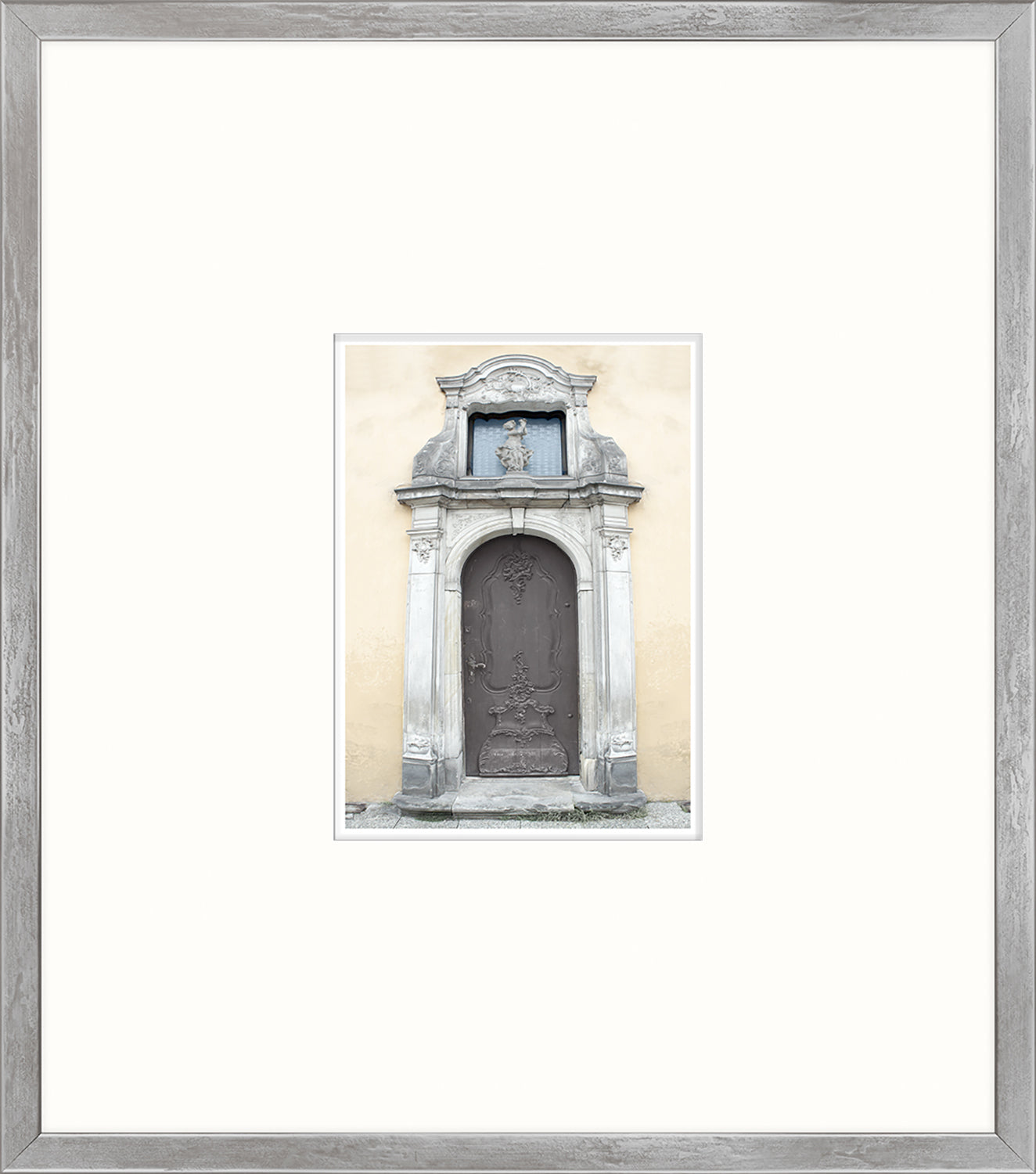 Pastel Revival Series XVII wall art featuring a decorative door with a gray frame and beige wall background.