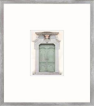 Pastel Revival Series XVIII wall art featuring a vintage green double door with ornate detailing