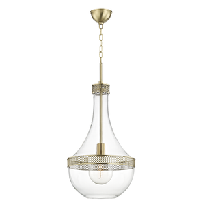 Hagen Pendant 14" in aged brass — a Hudson Valley pendant for kitchens, entries, and dining rooms at Laurie Yapp Home.