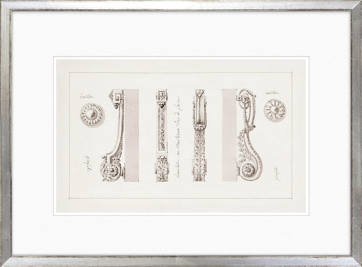 De Lalonde Design IX wall art featuring detailed architectural sketches in sepia tones.