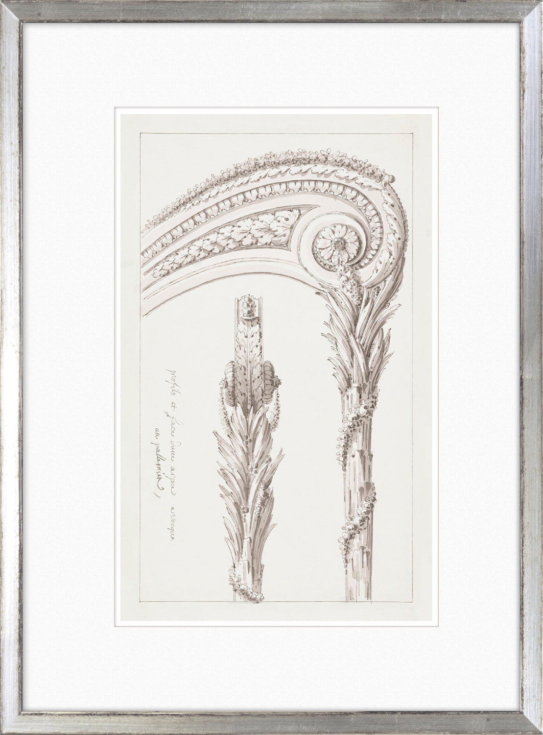De Lalonde Design X wall art featuring intricate floral and architectural sketches in sepia tones.