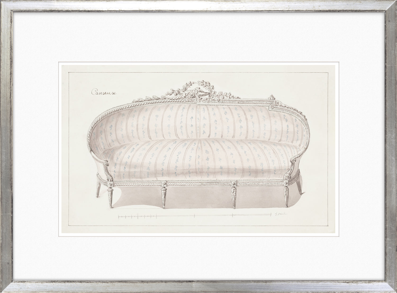 De Lalonde Design XII wall art featuring a vintage sofa illustration with floral patterns.
