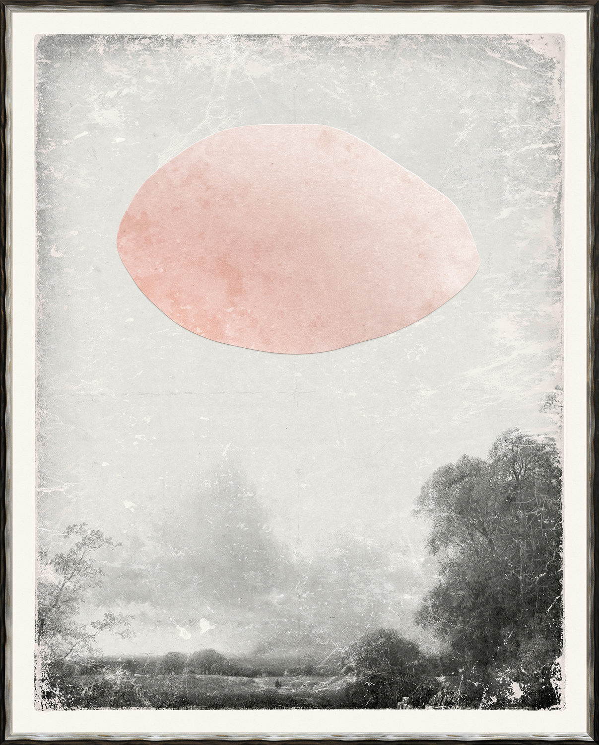 Mod – Landscape IV wall art featuring a soft pink shape on a textured gray background