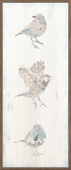 Vintage Map Bird Panel I