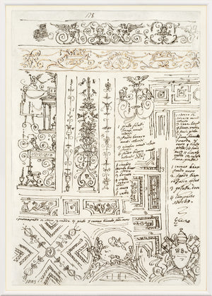 Giani Interior Design I Circa 1815 wall art featuring intricate sketches and designs.