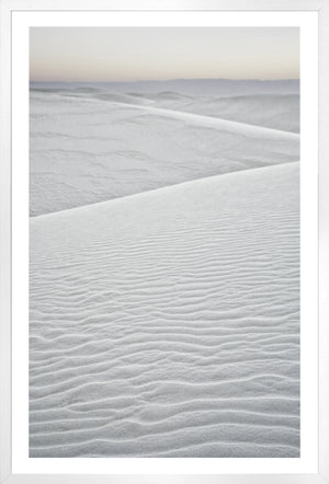 White Sands III wall art featuring textured white sand dunes with soft gradient sky